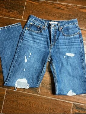 Levi’s Distressed Dark Wash Low Pro Straight Denim Jeans